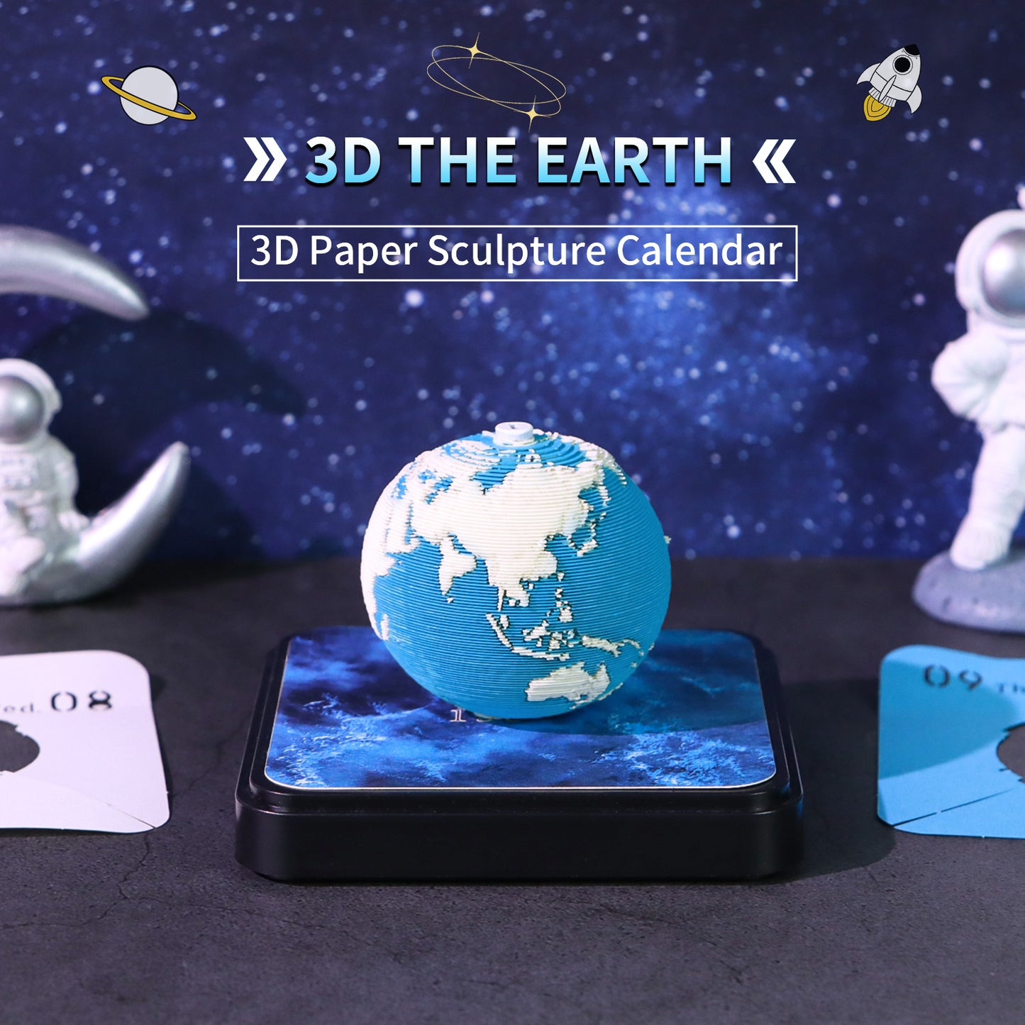 Earth Model Paper Sculpture Miniature Hand Tear off 3D Calendar Memo Pad