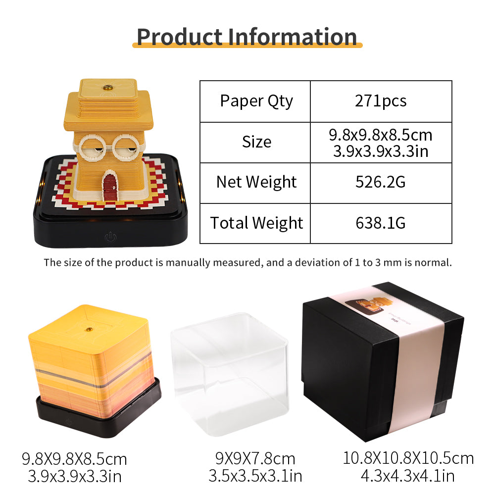 Astonished Face Emoji 3D Model Hand Torn Memo Pad With Daily Calendar 2026