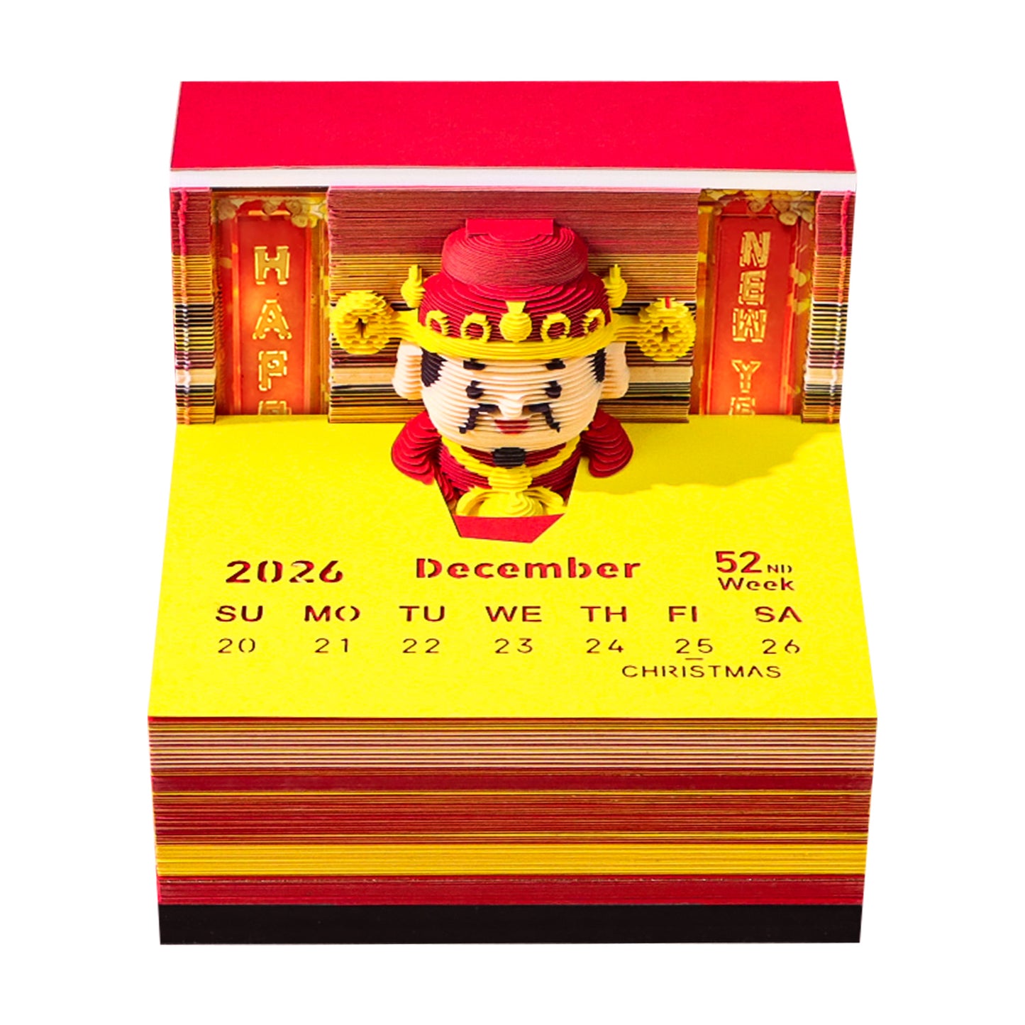New Year Gift Lucky God of Wealth 3D Calendar Memo Pad With Light