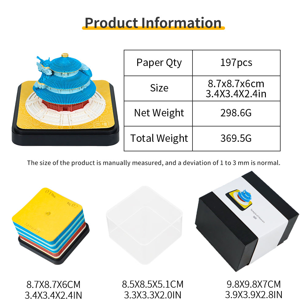Temple of Heaven 3D Model Hand Torn Memo Pad with Calendar 2026（Small Panoramic）
