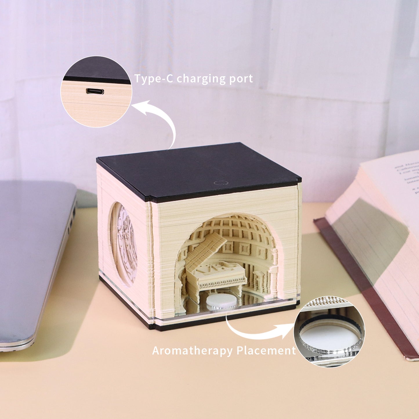 Heavenly Sound Bluetooth Music Player Aromatherapy Holder 3D Memo Pad With Light