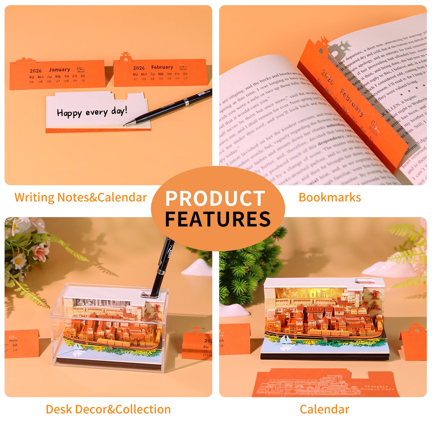 City Building Block 3D Calendar Memo Pad With Light