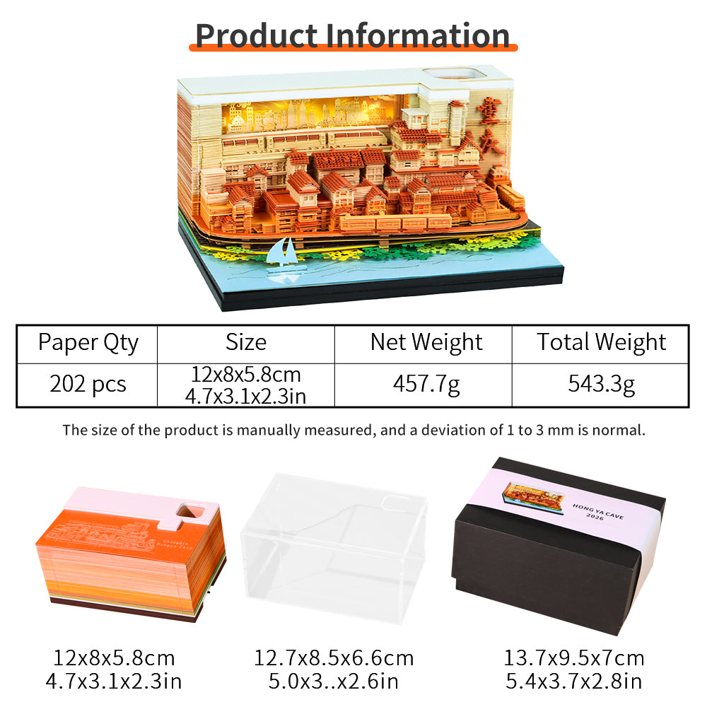 City Building Block 3D Calendar Memo Pad With Light