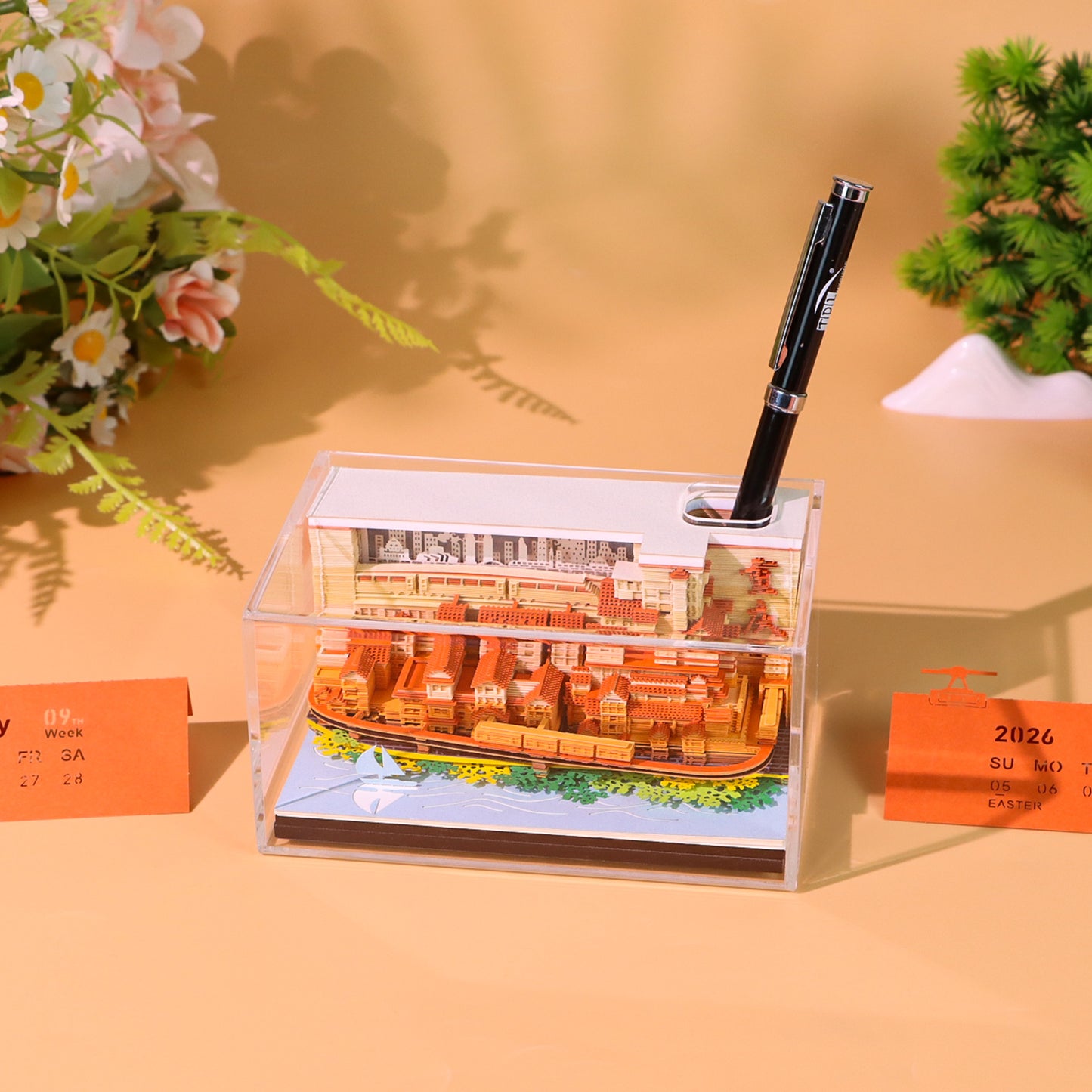 City Building Block 3D Calendar Memo Pad With Light