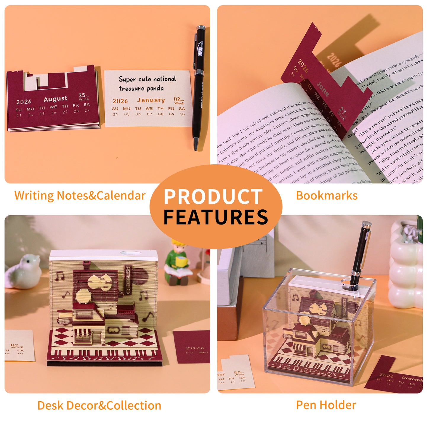 Musical instrument store 3D Model Memo Pad With Calendar 2026 and Light