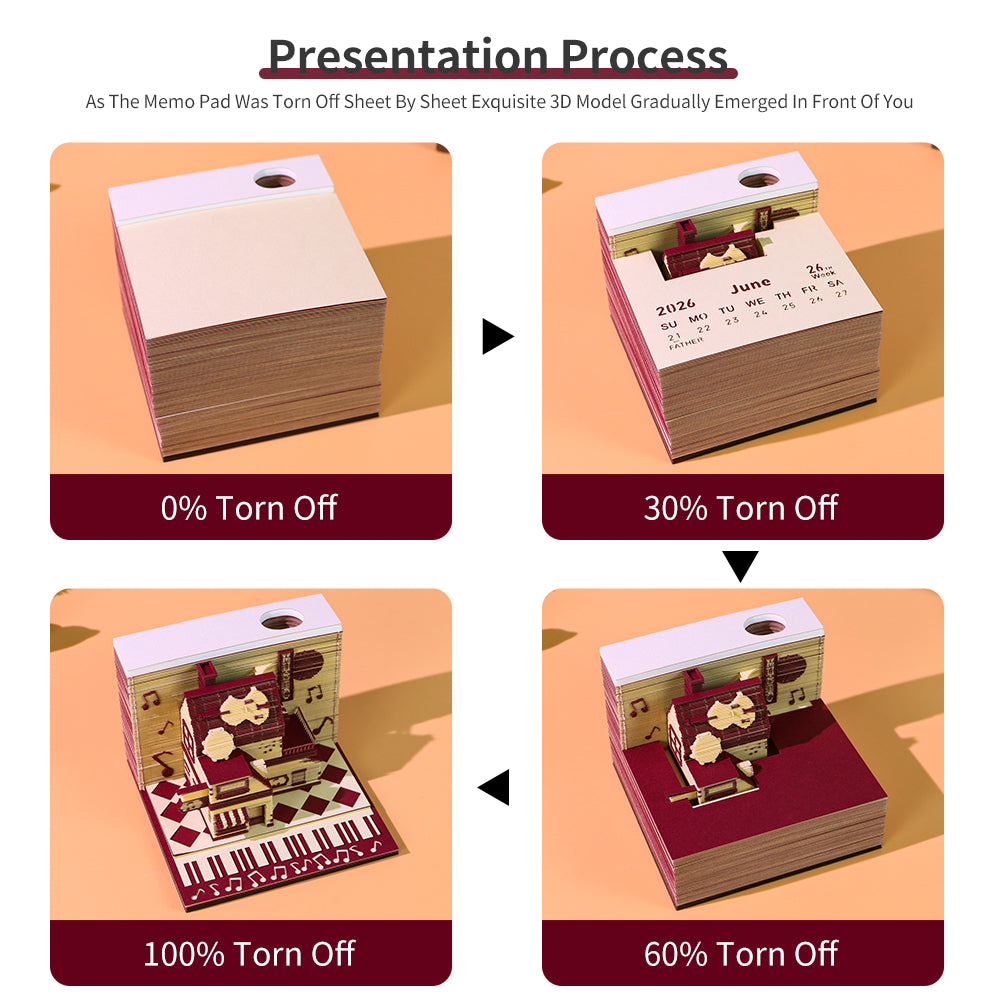 Musical instrument store 3D Model Memo Pad With Calendar 2026 and Light