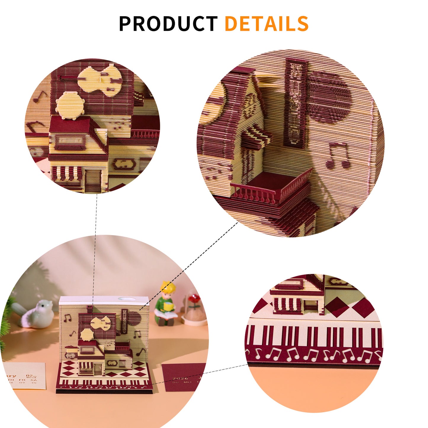 Musical instrument store 3D Model Memo Pad With Calendar 2026 and Light