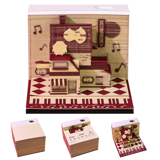Musical instrument store 3D Model Memo Pad With Calendar 2026 and Light