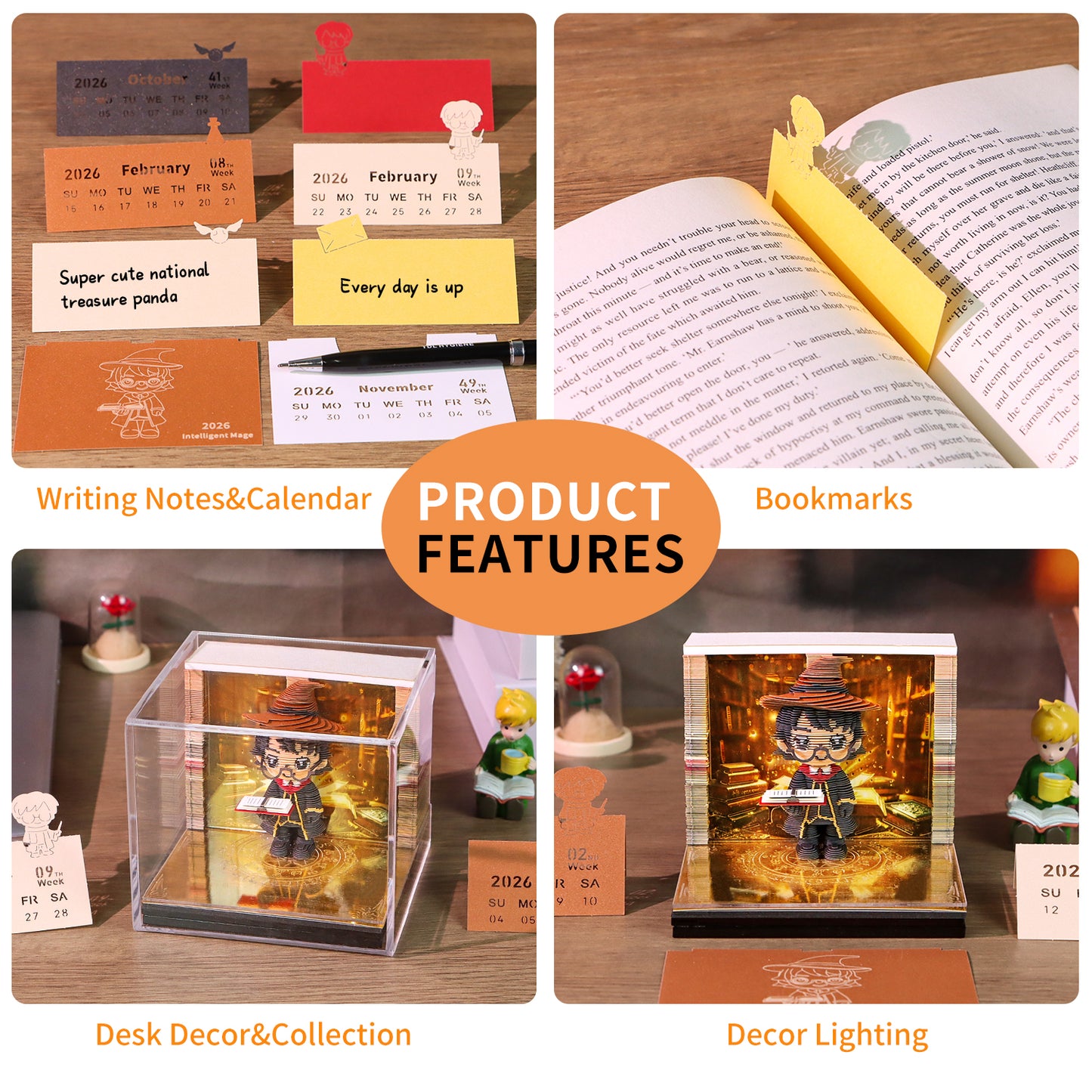 Wizard Harry Potter Mage 3D Calendar Memo Pad With Light