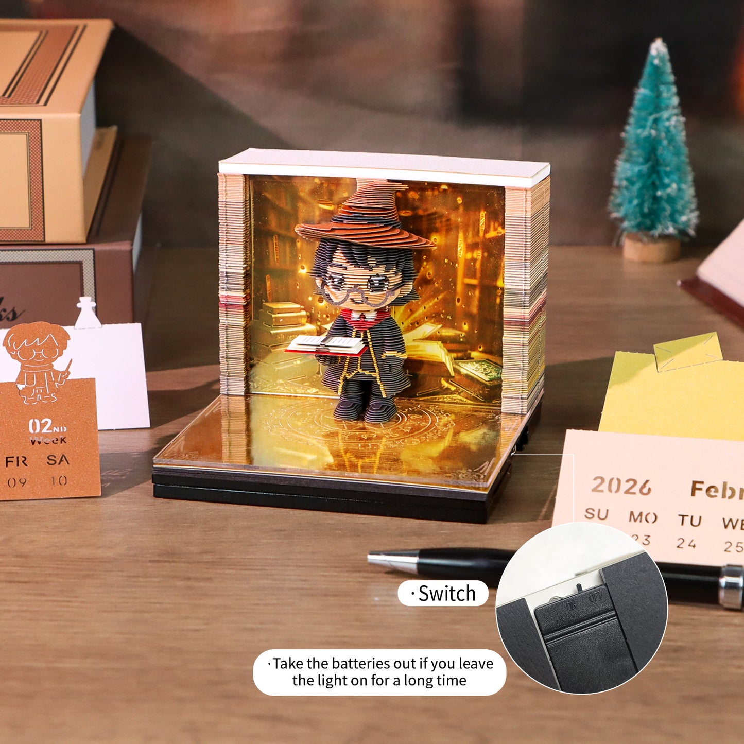 Wizard Harry Potter Mage 3D Calendar Memo Pad With Light