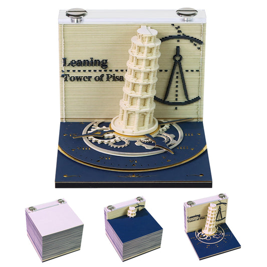 Leaning Tower of Pisa/Angel Wishing Fountain/Retro House 3D Miniature Model Hand Tear Off Memo Pad