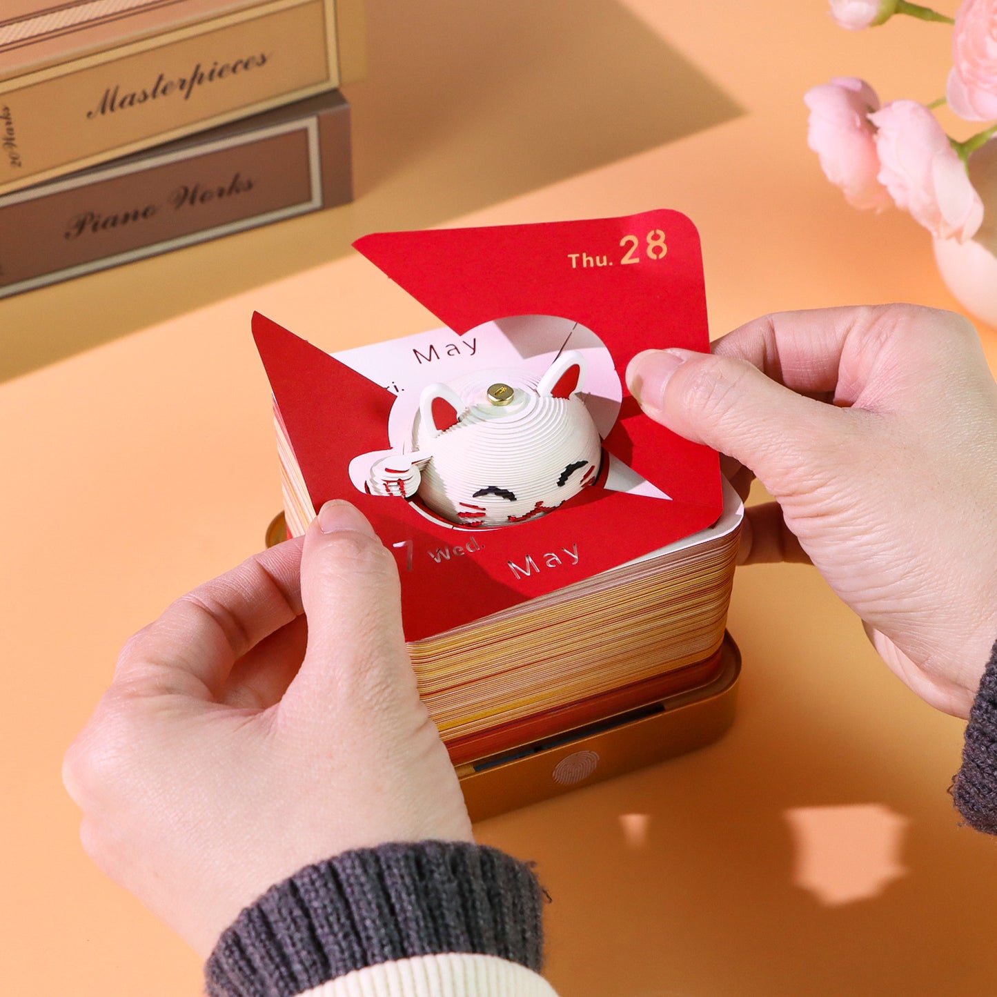 Lucky Ctchinese Style 3D Paper Sculpture Calendar Memo Pad With Light