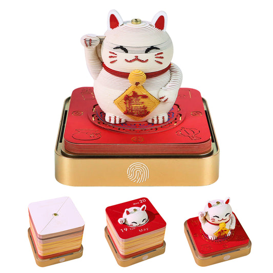 Lucky Ctchinese Style 3D Paper Sculpture Calendar Memo Pad With Light