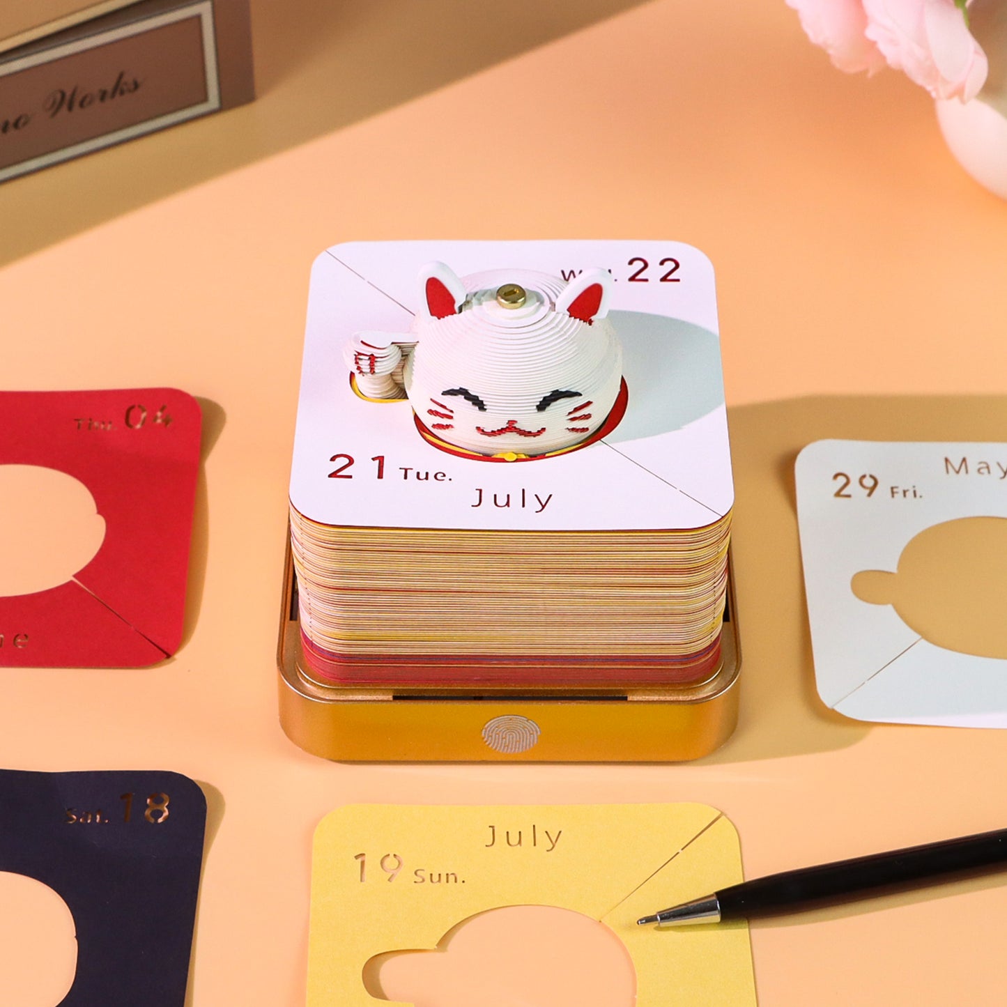 Lucky Ctchinese Style 3D Paper Sculpture Calendar Memo Pad With Light