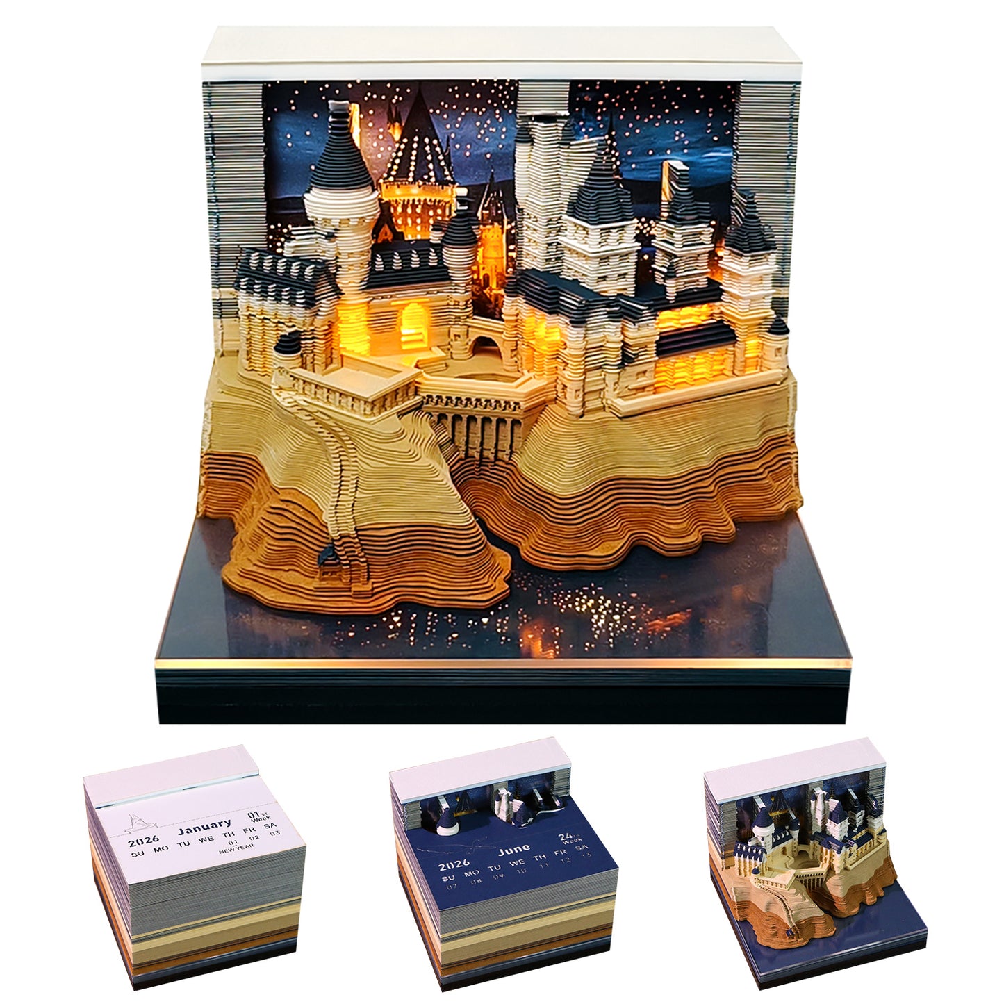 Magic Castle 3D Model Memo Pad With Calendar and LED