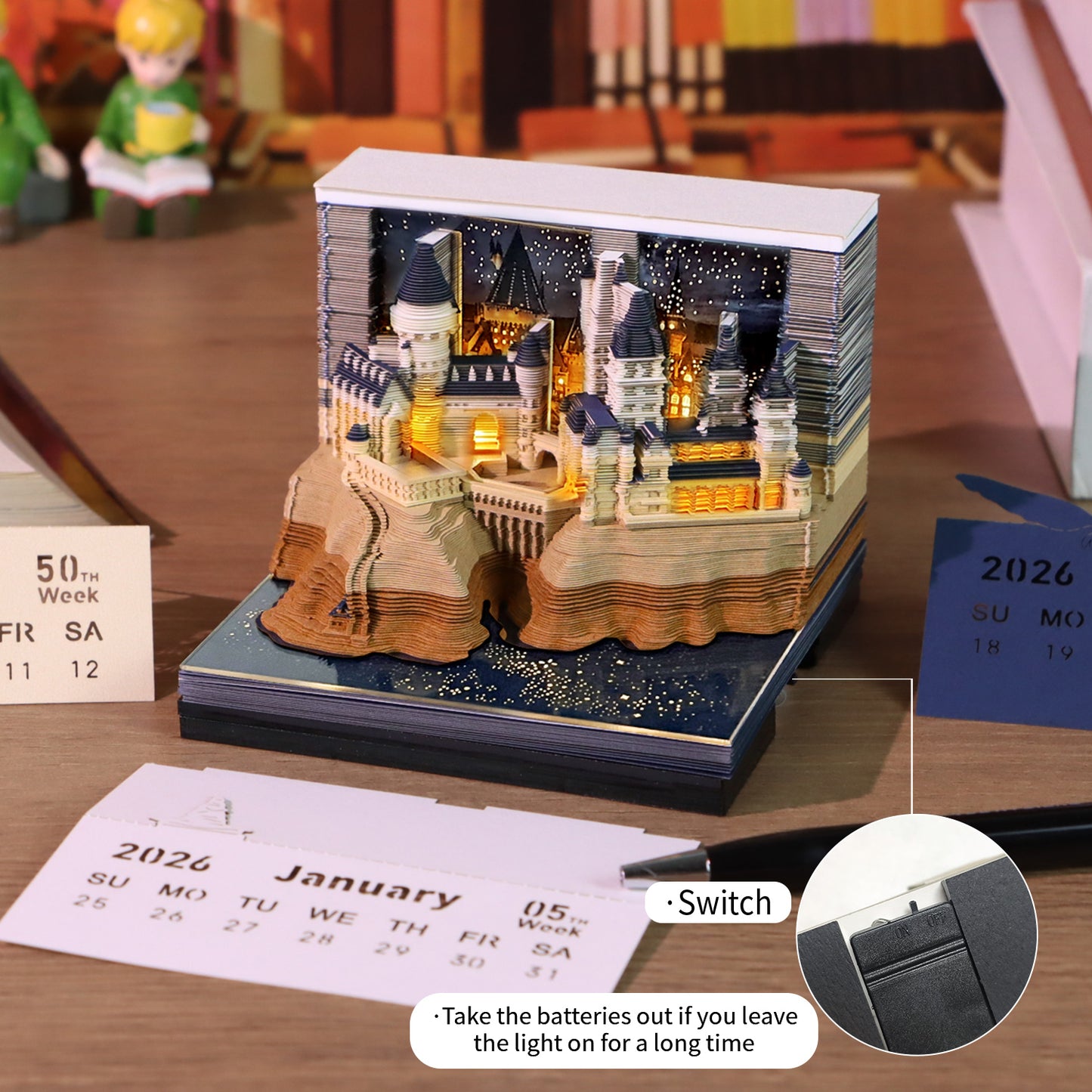 Magic Castle 3D Model Memo Pad With Calendar and LED