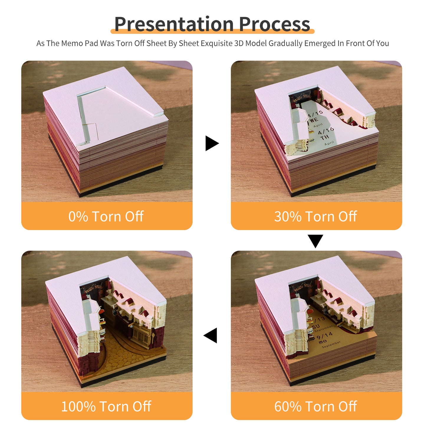 Magic Street Corner 3D Calendar Memo Pad With Light