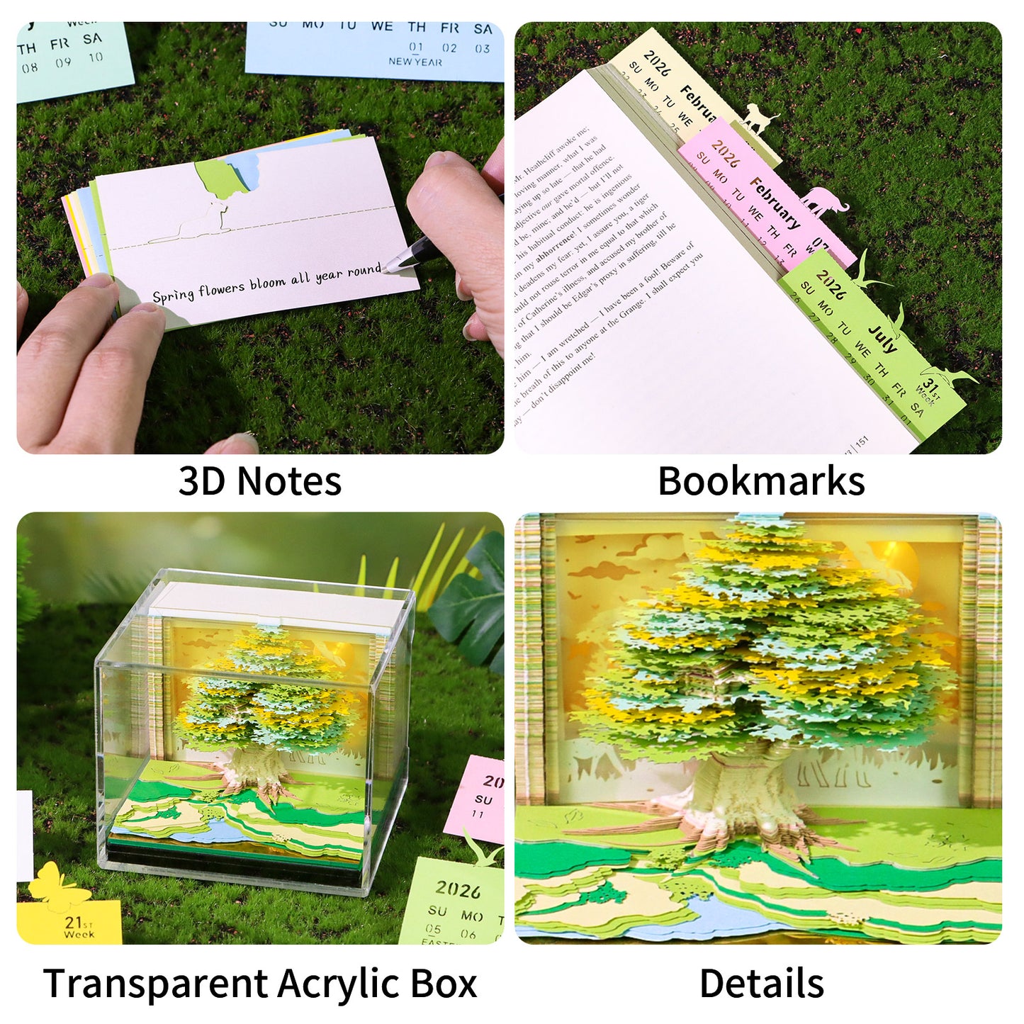 Lighted Treehouse 3D Model Hand Torn Memo Pad With Weekly Calendar 2026