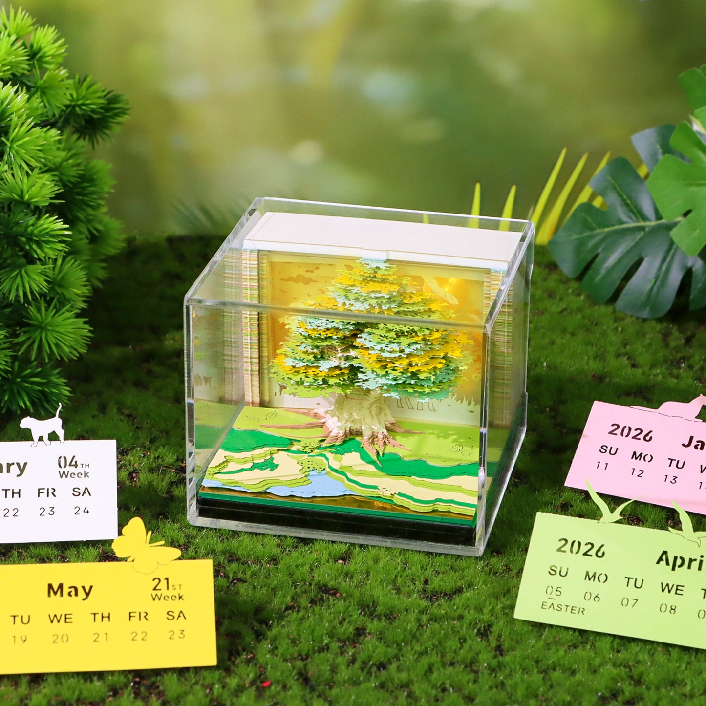 Lighted Treehouse 3D Model Hand Torn Memo Pad With Weekly Calendar 2026