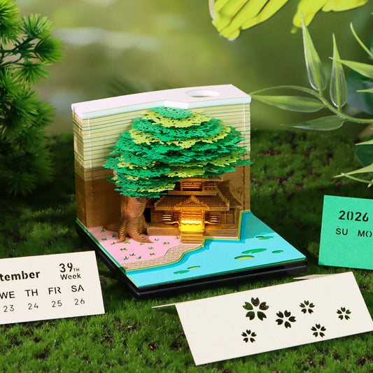 Treehouse 3D Model Hand Torn Memo Pad With Weekly Calendar 2026