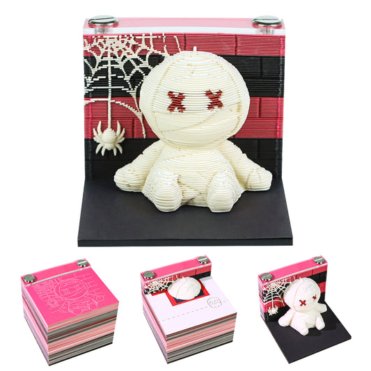 Halloween Funny Cute Monster and Black Cat Pumpkin 3D Miniature Model Hand Tear Off Memo Pad
