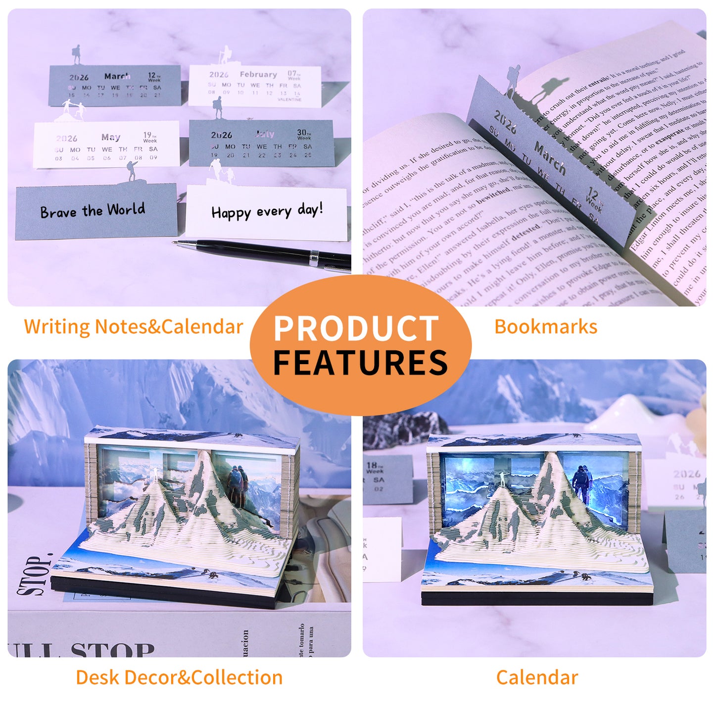 Mount Everest 3D Calendar Memo Pad With Light