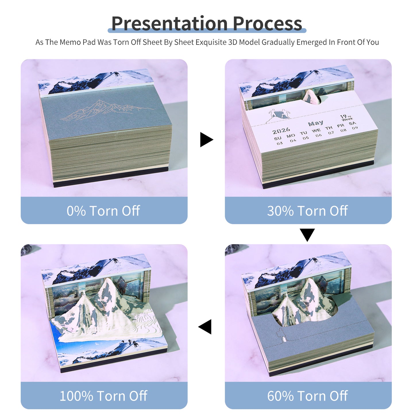 Mount Everest 3D Calendar Memo Pad With Light