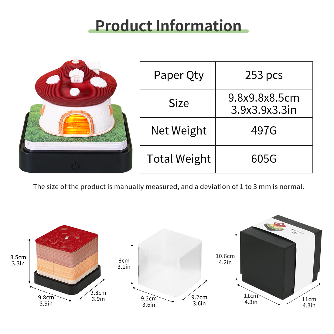 Mushroom 3D Model Hand Torn Memo Pad With Daily Calendar 2026