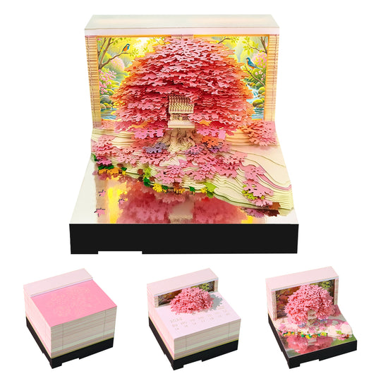Treehouse 3D Model Hand Torn Memo Pad With Music Speaker