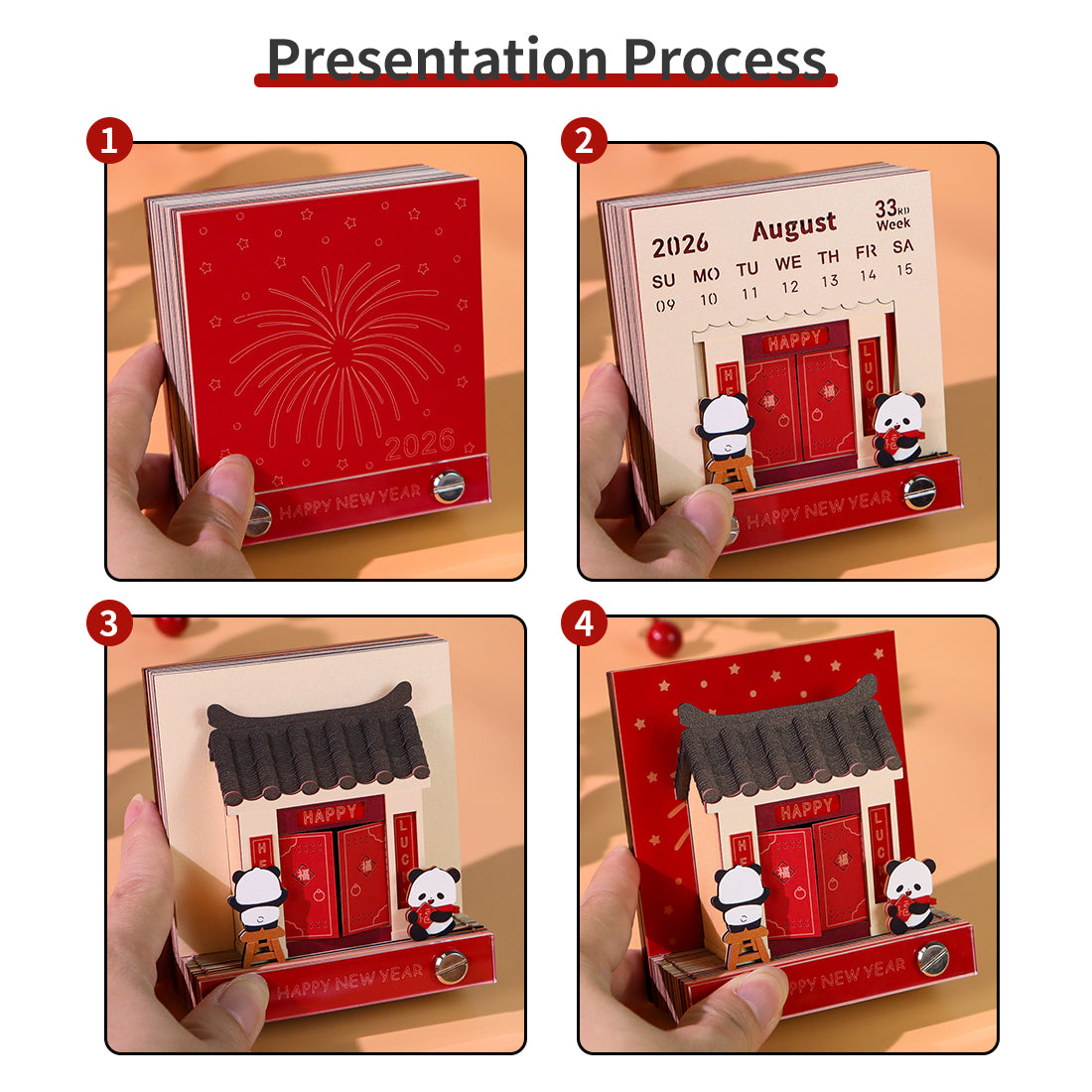 Happy New Year Tear Off 3D Memo Pad With Light and Calendar