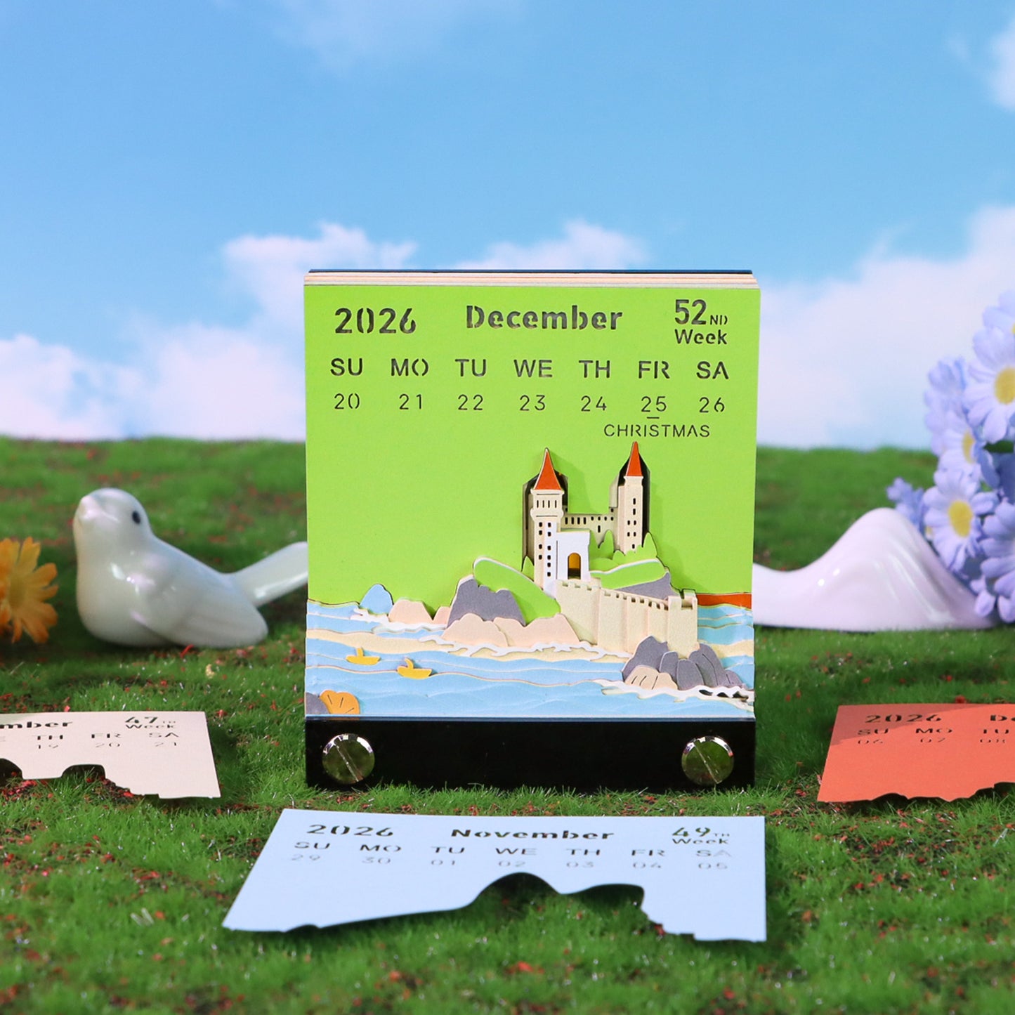 Ocean Castle Tear Off 3D Memo Pad With Light and Calendar