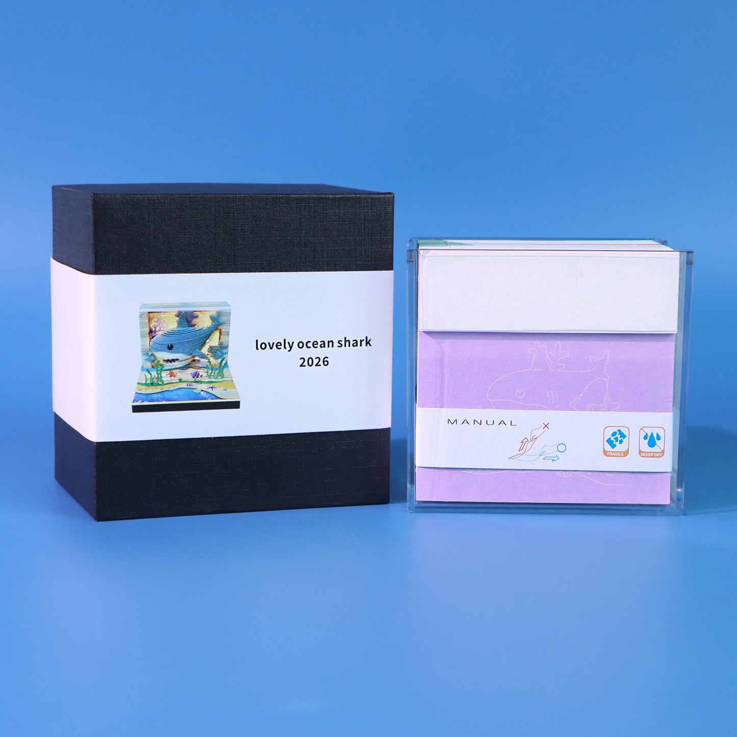 Cute Ocean Shark 3D Model Memo Pad With Calendar and LED