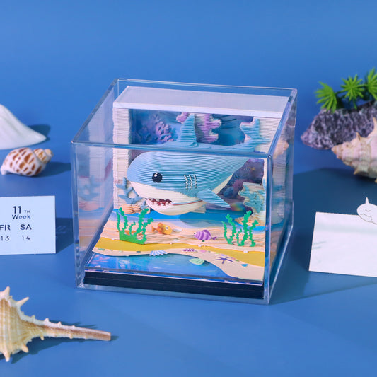Cute Ocean Shark 3D Model Memo Pad With Calendar and LED