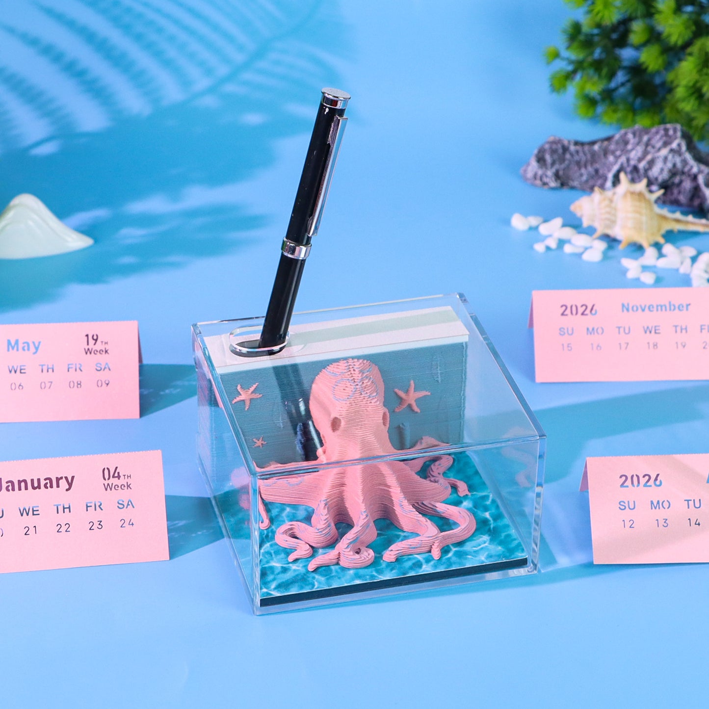Octopus Figure Model Hand Tear off 3D Calendar Memo Pad