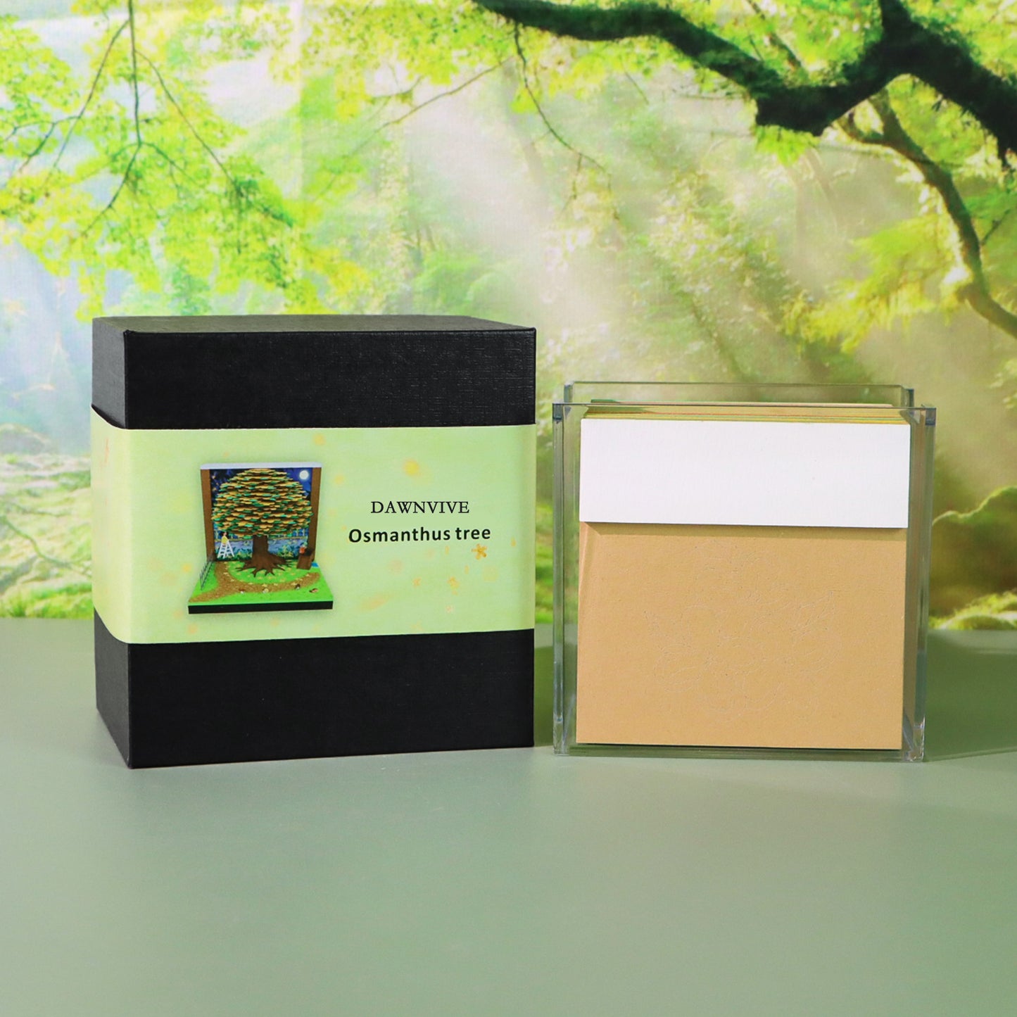DAWNVIVE 3D Osmanthus Tree Model Hand Tear off 3D Memo Pad with Light