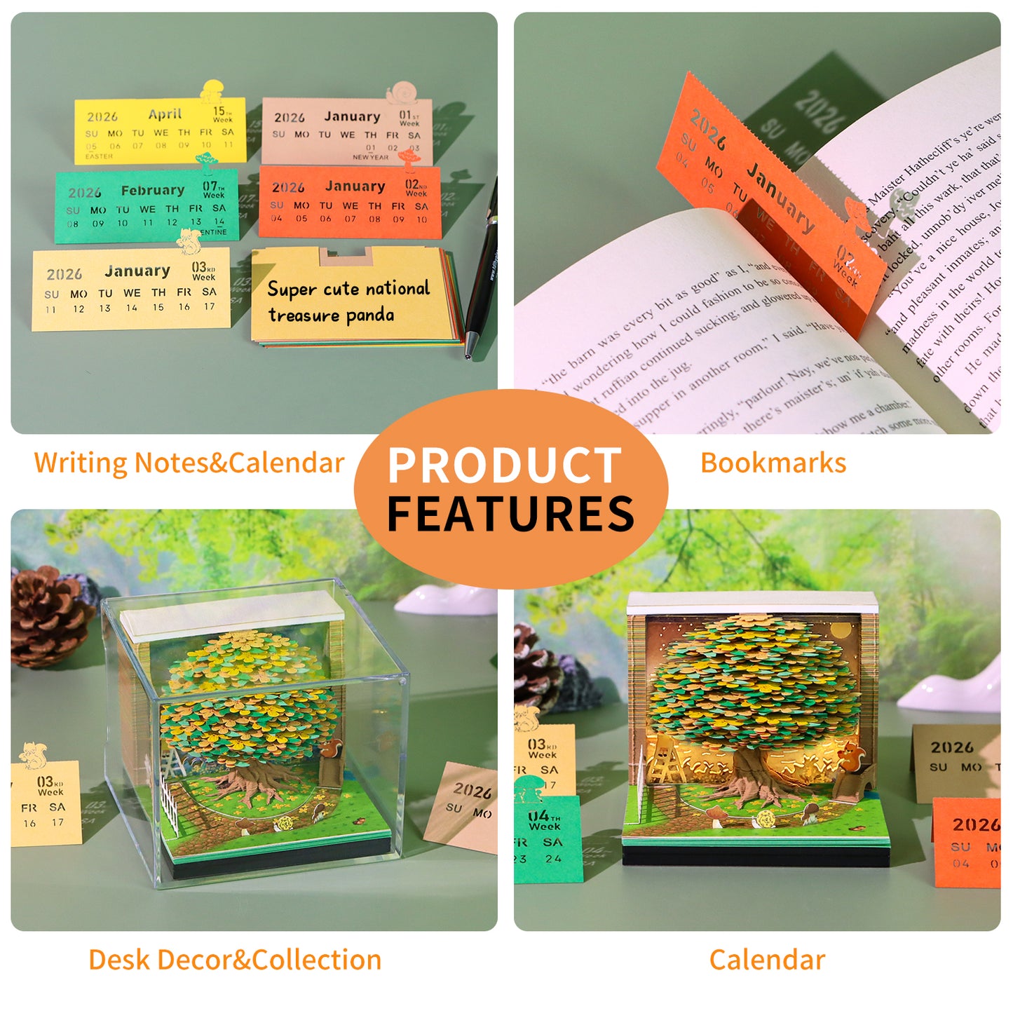 Osmanthus Tree 3D Calendar Memo Pad With Light