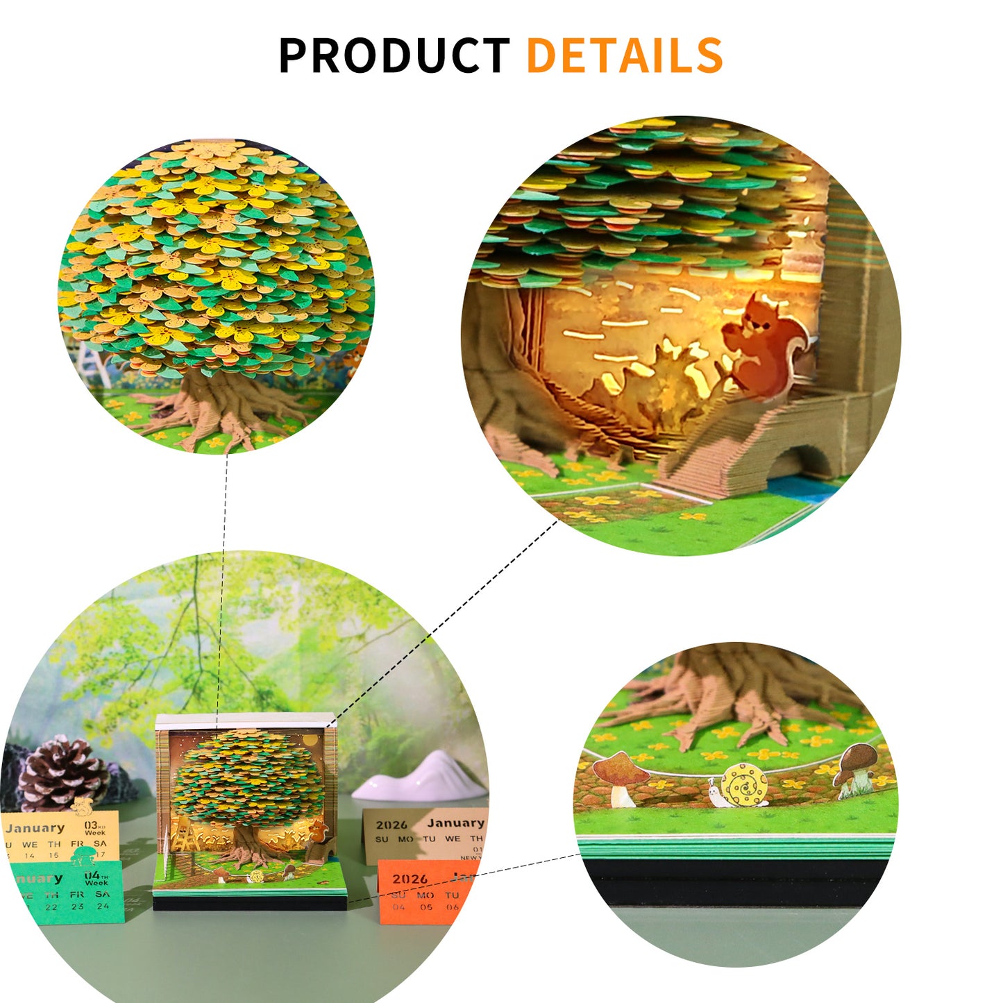 Osmanthus Tree 3D Calendar Memo Pad With Light