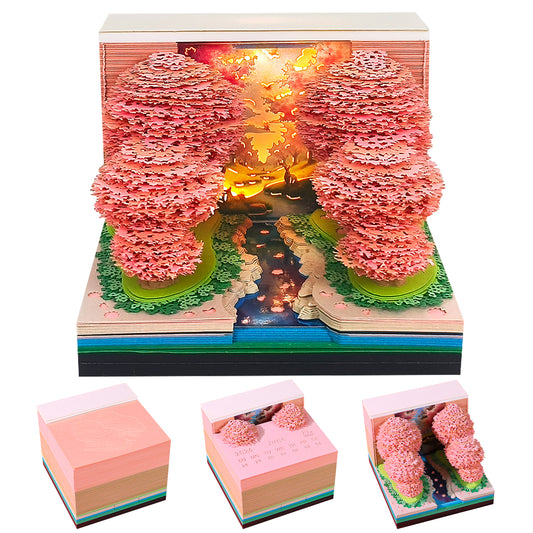 Blossoms Peach Grove 3D Model Memo Pad With Calendar and LED