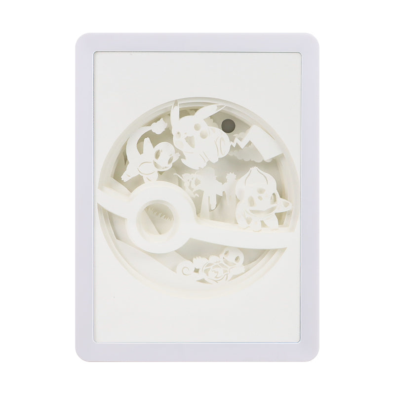 Pokemon Anime Light Box Paper Craving Lamp（White Shadow Box Frame）