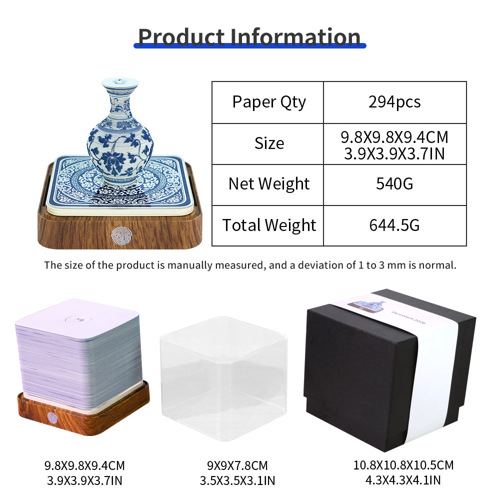 Blue and White Porcelain Vase 3D Model Hand Torn Memo Pad With Daily Calendar 2026