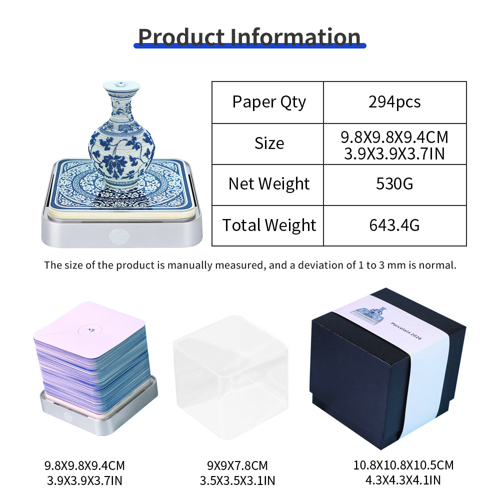 Blue and White Porcelain 3D Paper Sculpture Calendar Memo Pad With Light