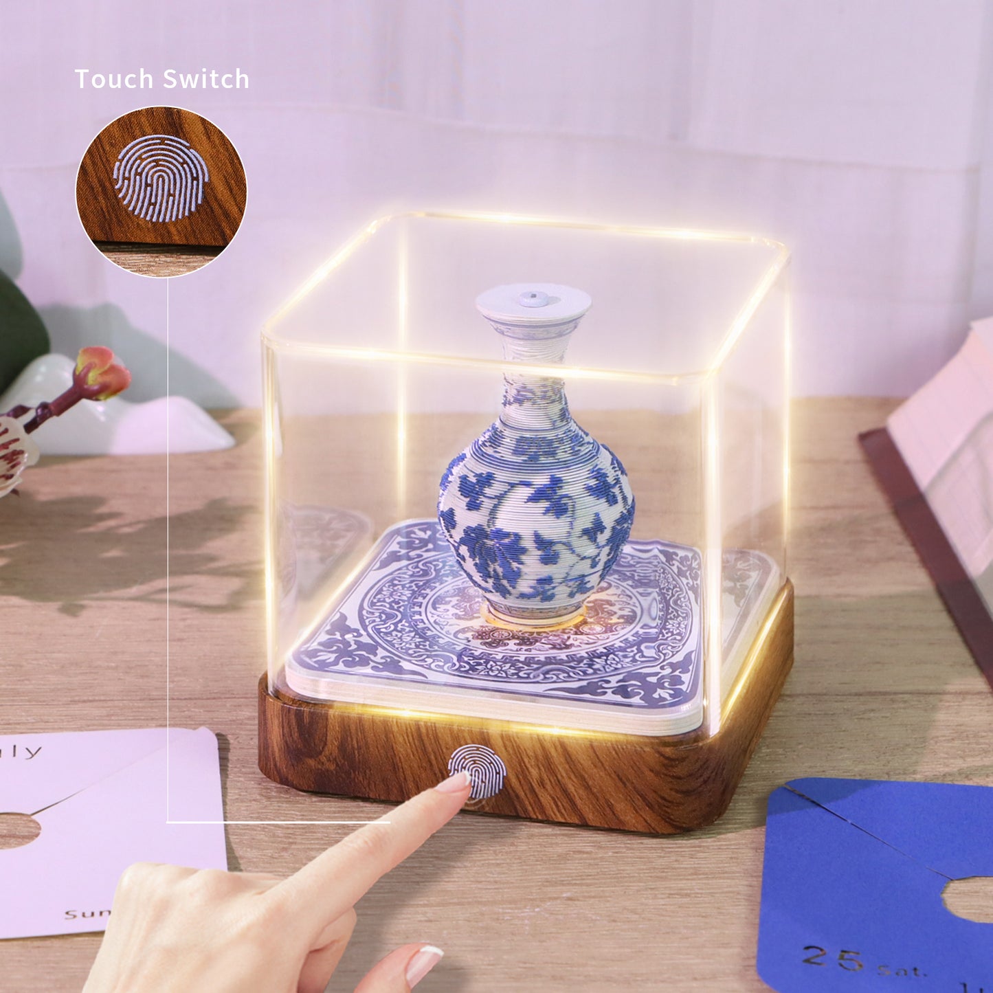 Blue and White Porcelain Vase 3D Model Hand Torn Memo Pad With Daily Calendar 2026
