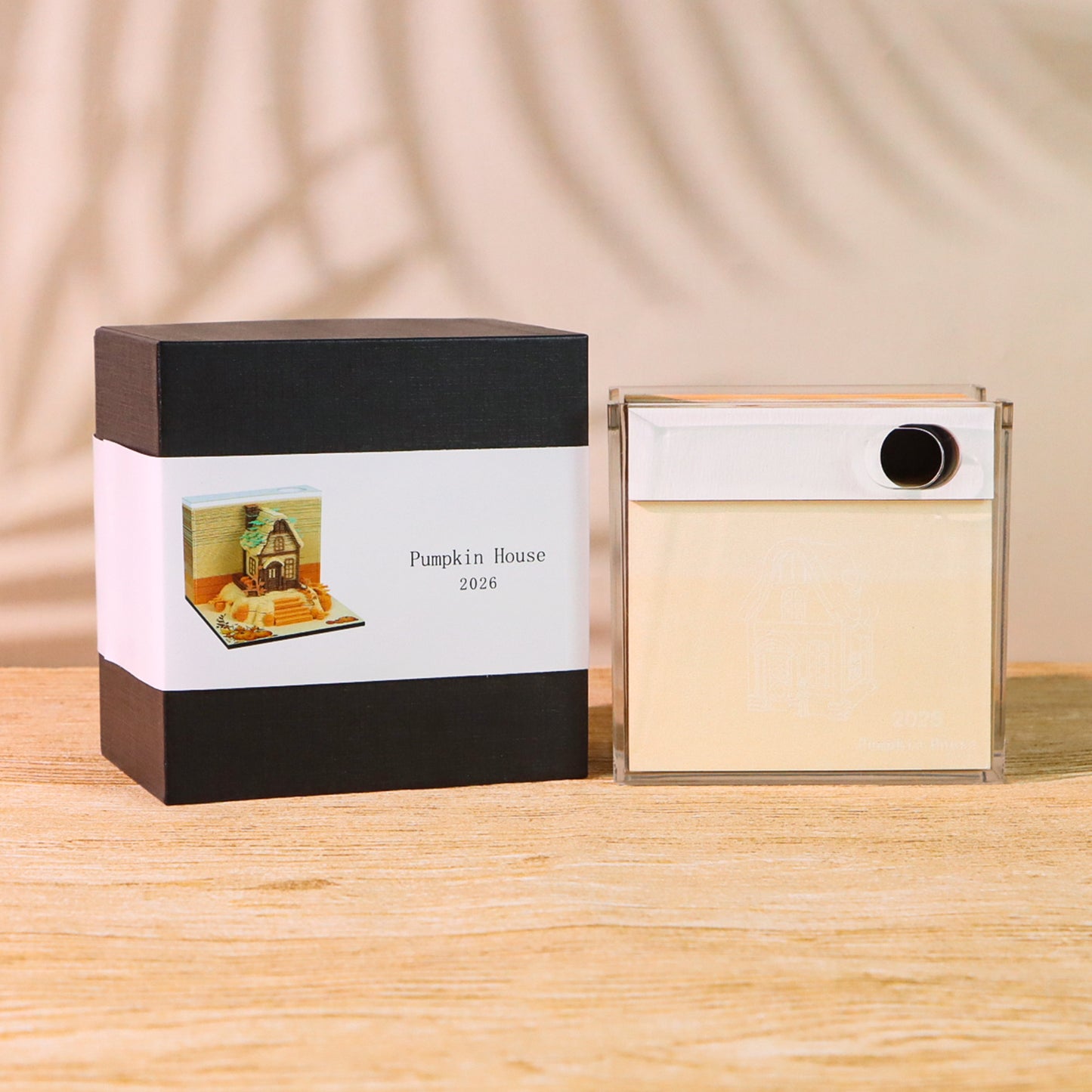 Pumkin House Diorama Hand Tear off 3D Calendar Memo Pad With Light