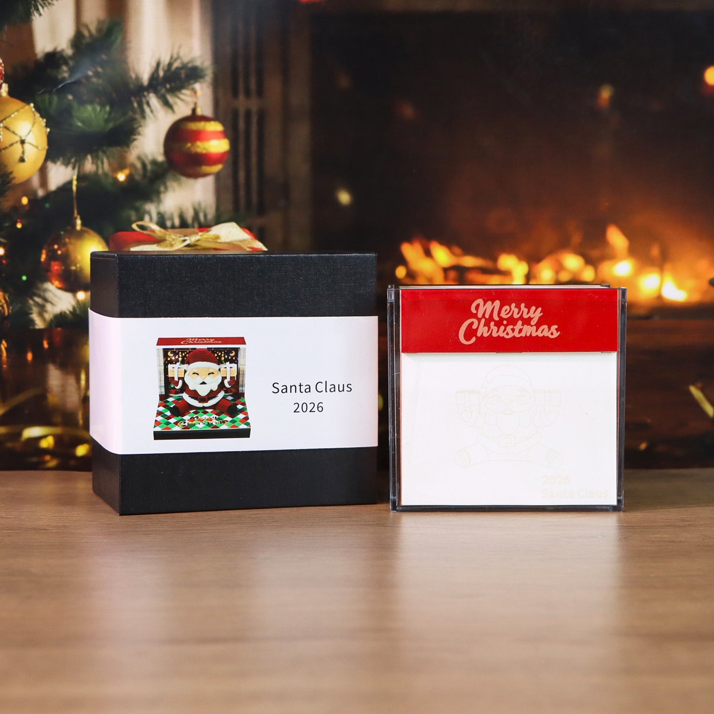 Santa Claus Christmas Gift Hand Tear off 3D Calendar Memo Pad With Light