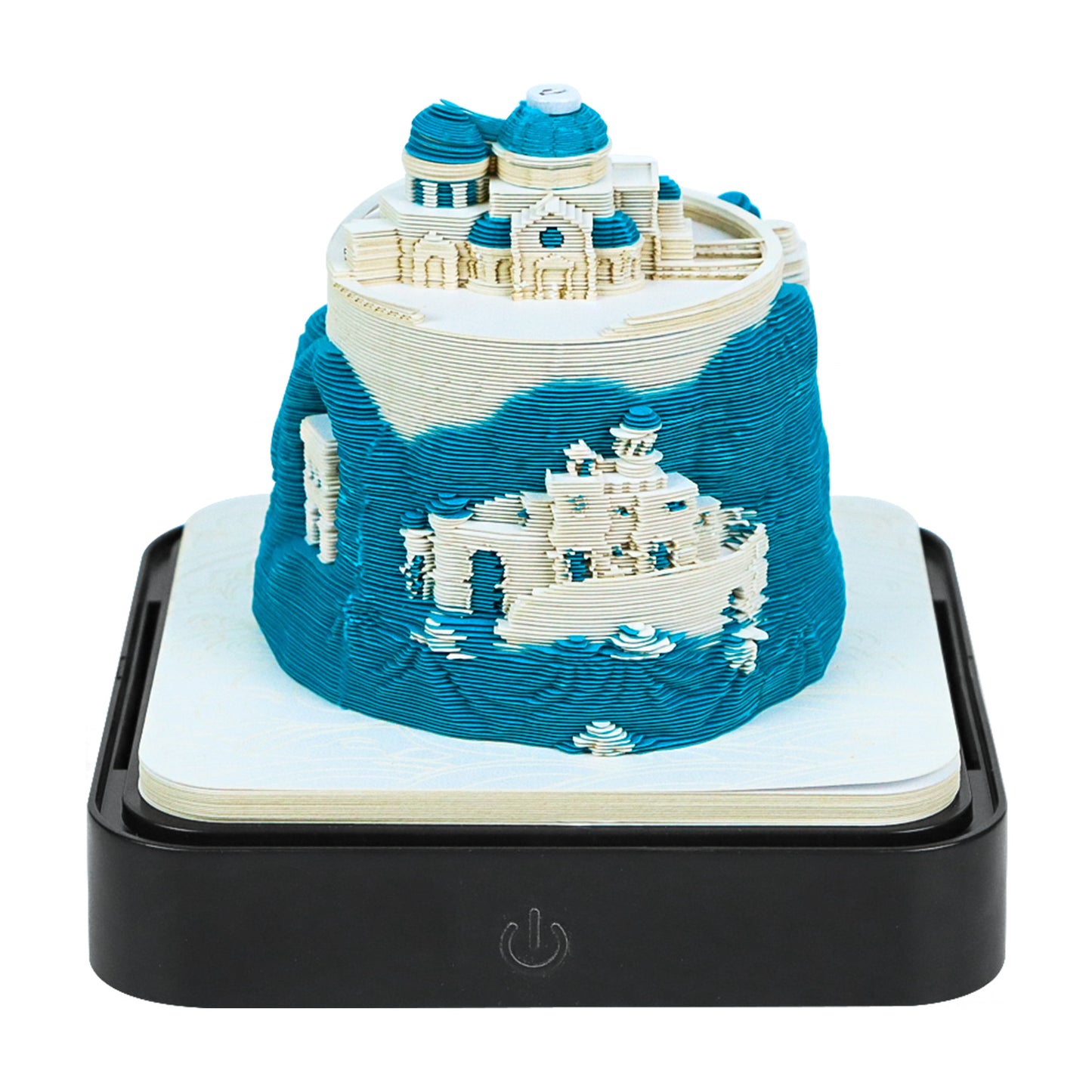 Santorini Aegean Sea 3D Paper Sculpture Calendar Memo Pad With Light