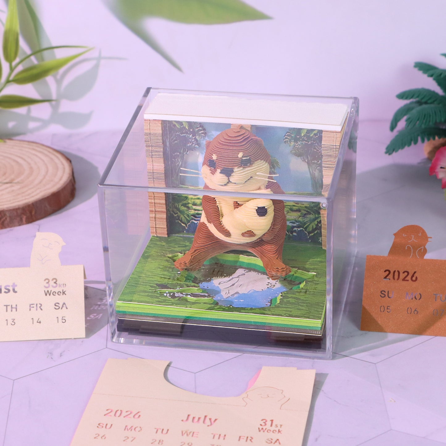 Otter Animal 3D Model Memo Pad With Calendar