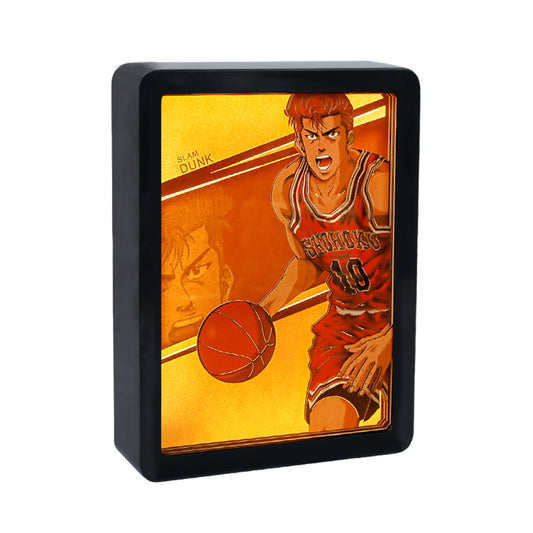 Slam Dunk Sakuragi Hanamichi Manga Anime Light Box Paper Craving Lamp（Black Shadow Box Frame）