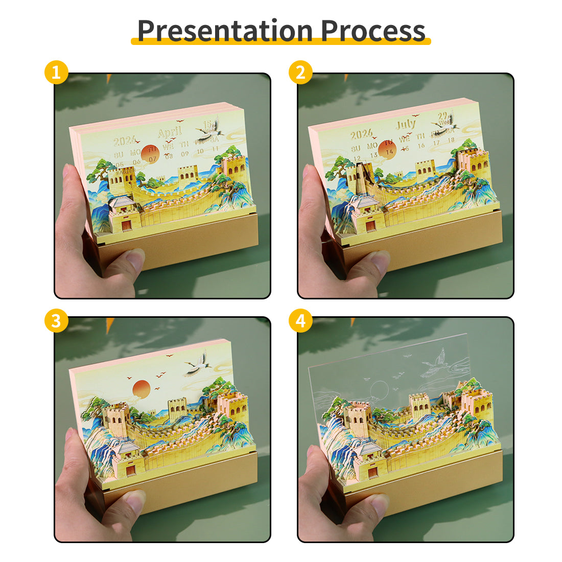 The Great Wall 3D Model Tear Off 3D Memo Pad With Light and Calendar