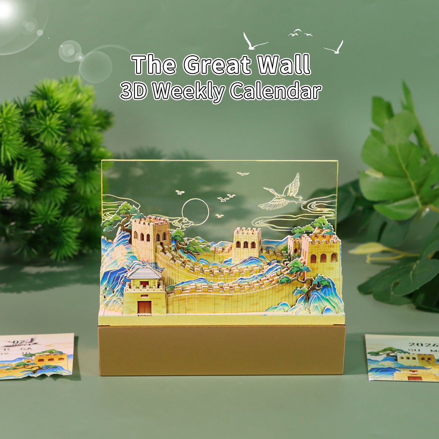 The Great Wall 3D Model Tear Off 3D Memo Pad With Light and Calendar