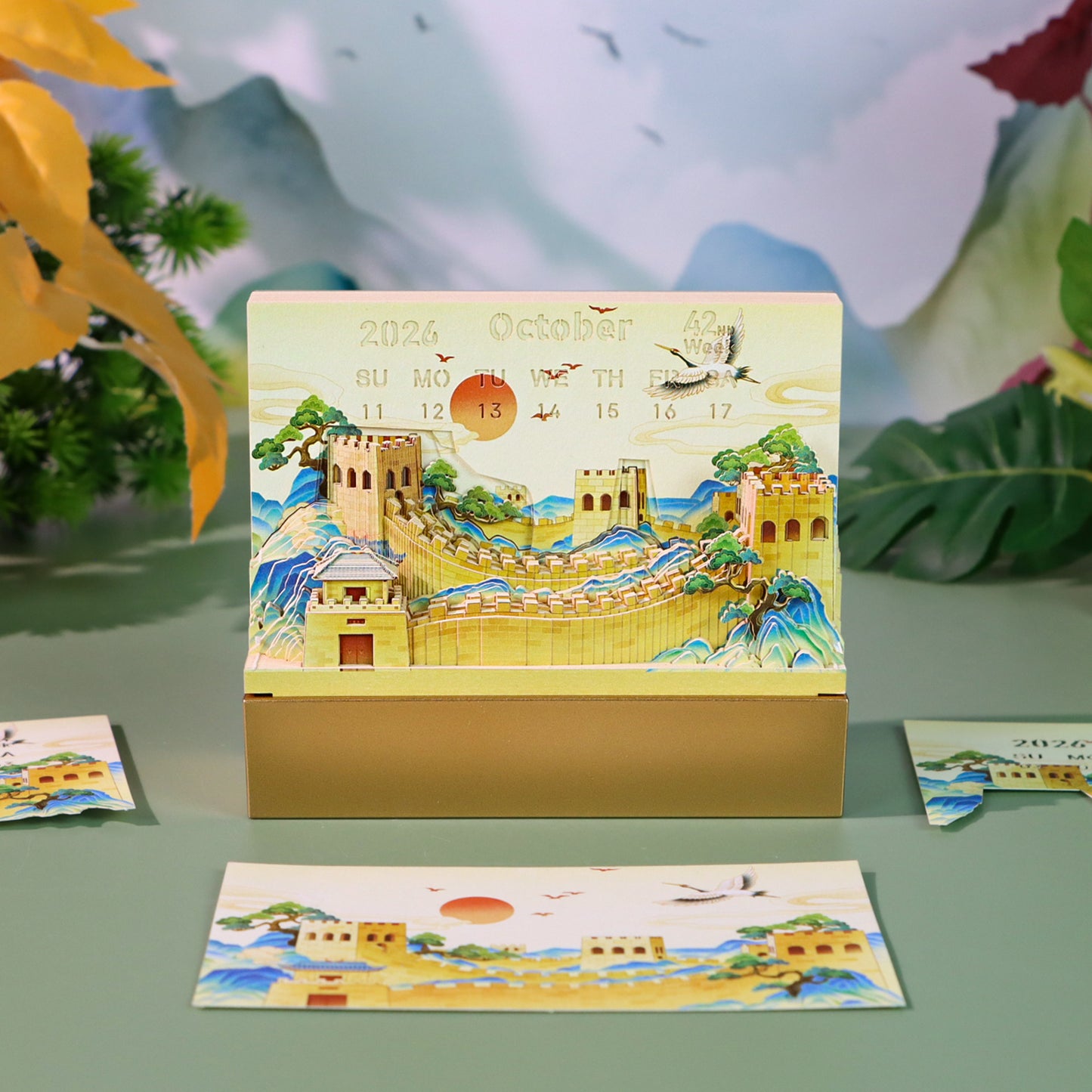 The Great Wall 3D Model Tear Off 3D Memo Pad With Light and Calendar